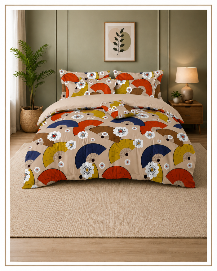 Premium Multicolor Printed Bedsheet Set.